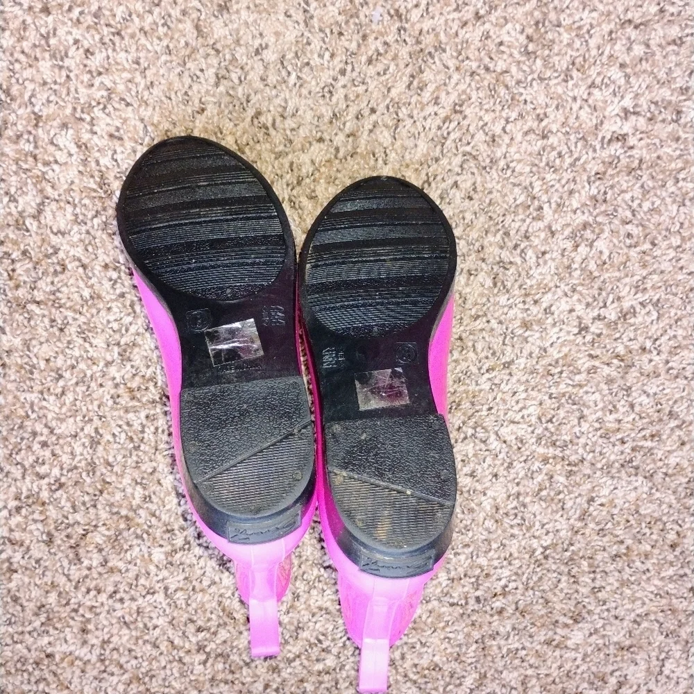 Seven Pink Rain Boots Size 8 Glossy Ankle Chelsea New Insoles